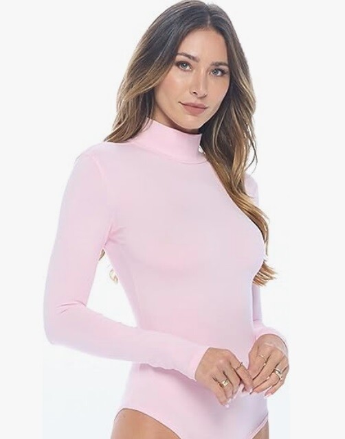 Natural Uniform Long Sleeve Turtle Neck Body Suit-Breathable Cotton Stretch 7181