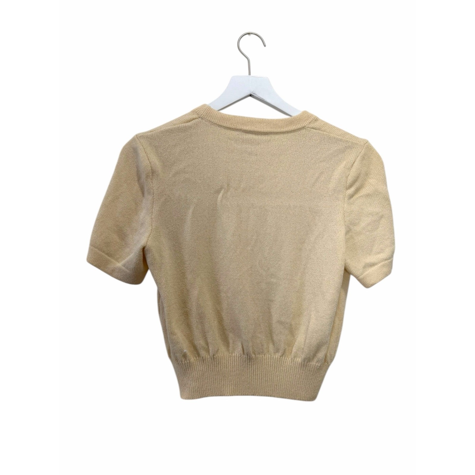 St. John Basics Cream Knit Short Sleeve Sweater Size Small