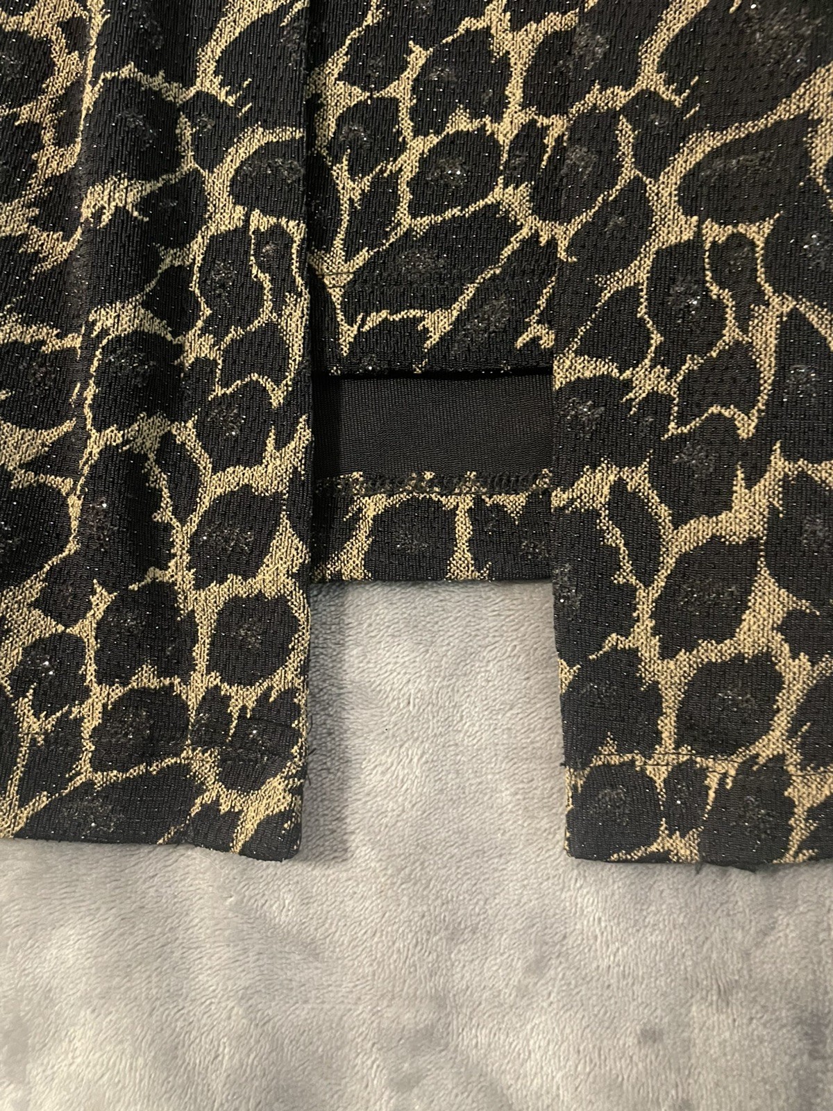 CONNECTED APPAREL CARDIGAN ATTACHED TOP Sparkle Black Tan Size L