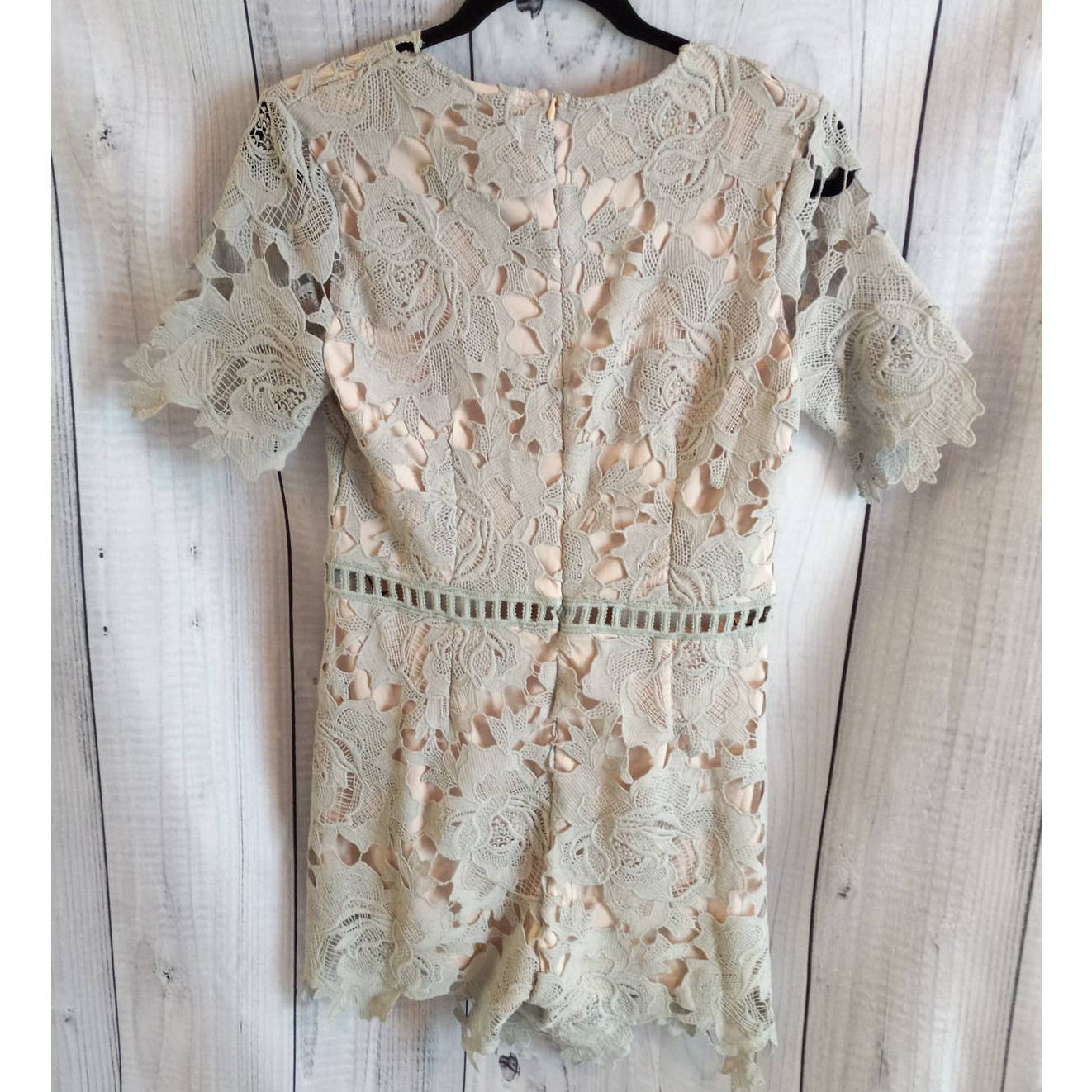 Missguided NEW Gray Ladder Lace Deep Plunge V-Neck Playsuit Romper Women’s US 10