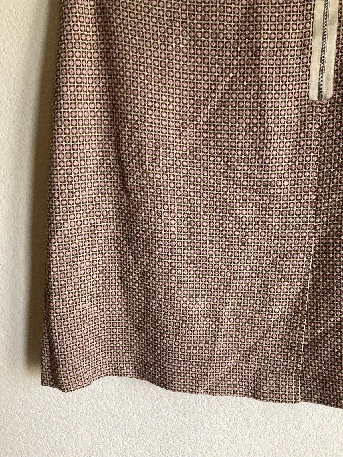 ANN TAYLOR Women’s Skirt Petite 2 Mini Pink Ivory Wool Blend Lined Slit