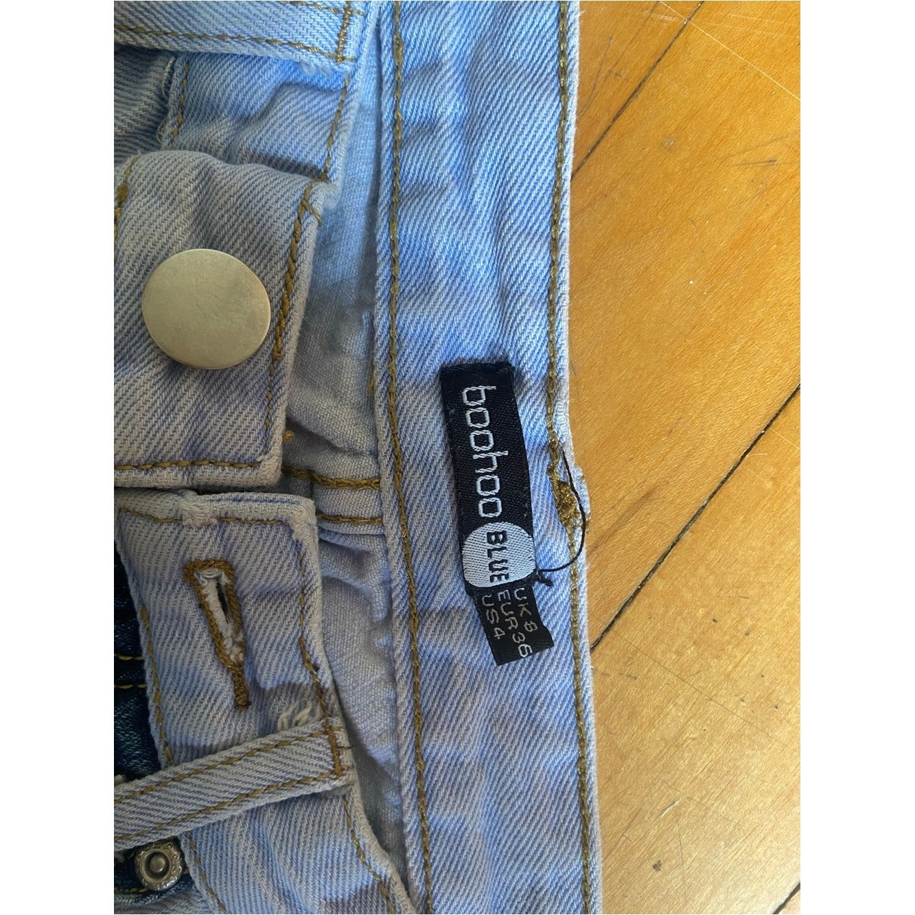 Boohoo 80s Maximalist Kidcore Whimsy Two Tone Denim Jeans with Colorblock Design