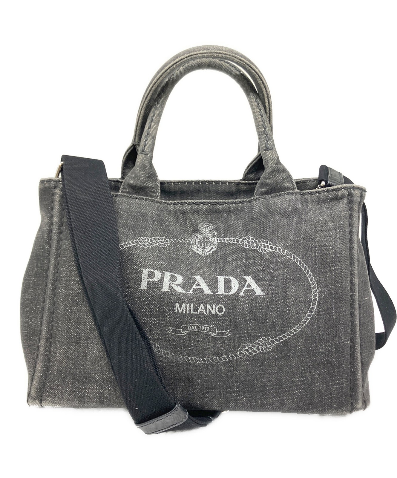 Prada Canapa Denim Tote Bag 1BG439 Gray #TFB5007