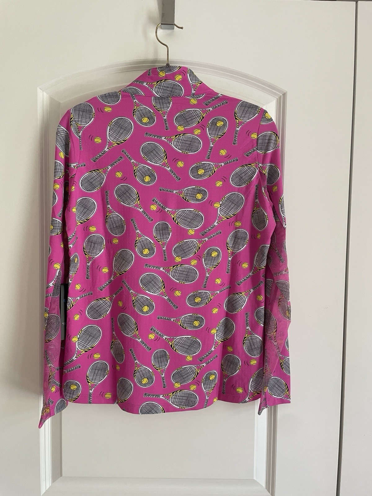 IBKUL Venus Tennis Hot Pink Mock 1/4 Zip Long Sleeve Top 50 SPF MSRP $100