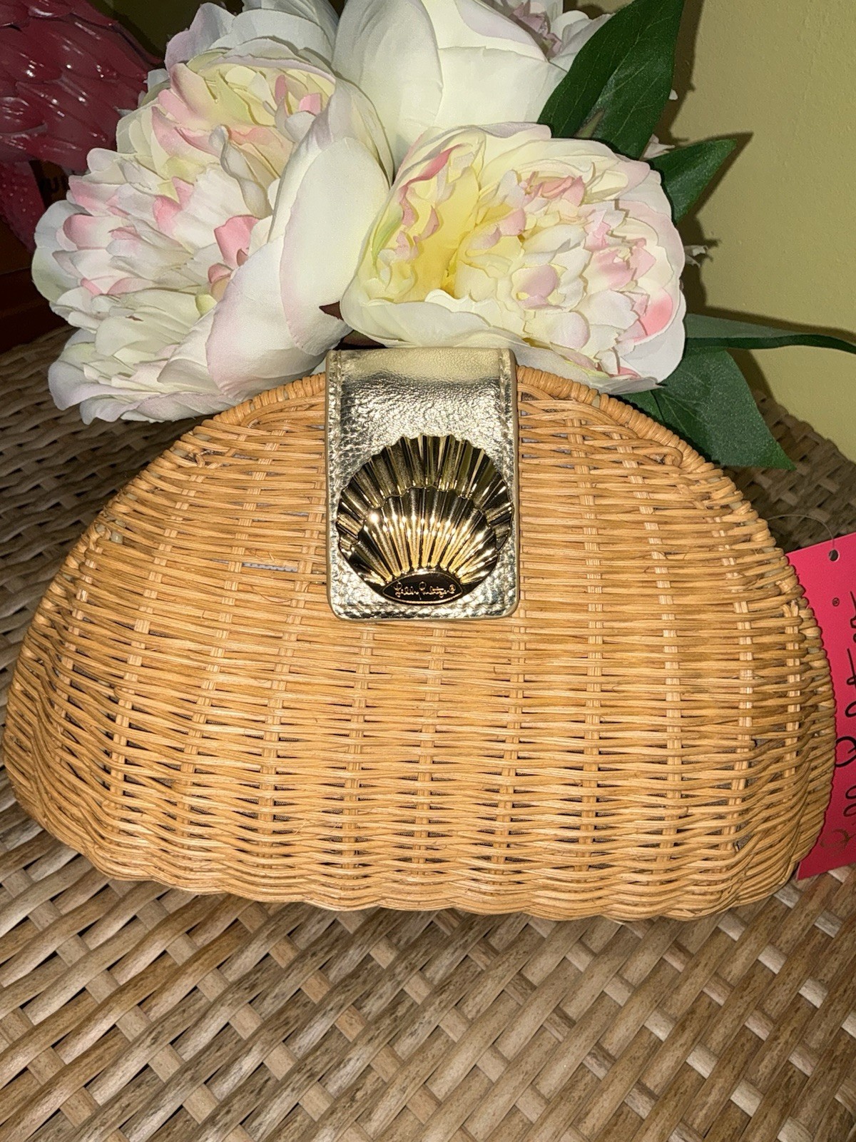 Lilly Pulitzer NWT Redford Wicker Crossbody Bag Natural