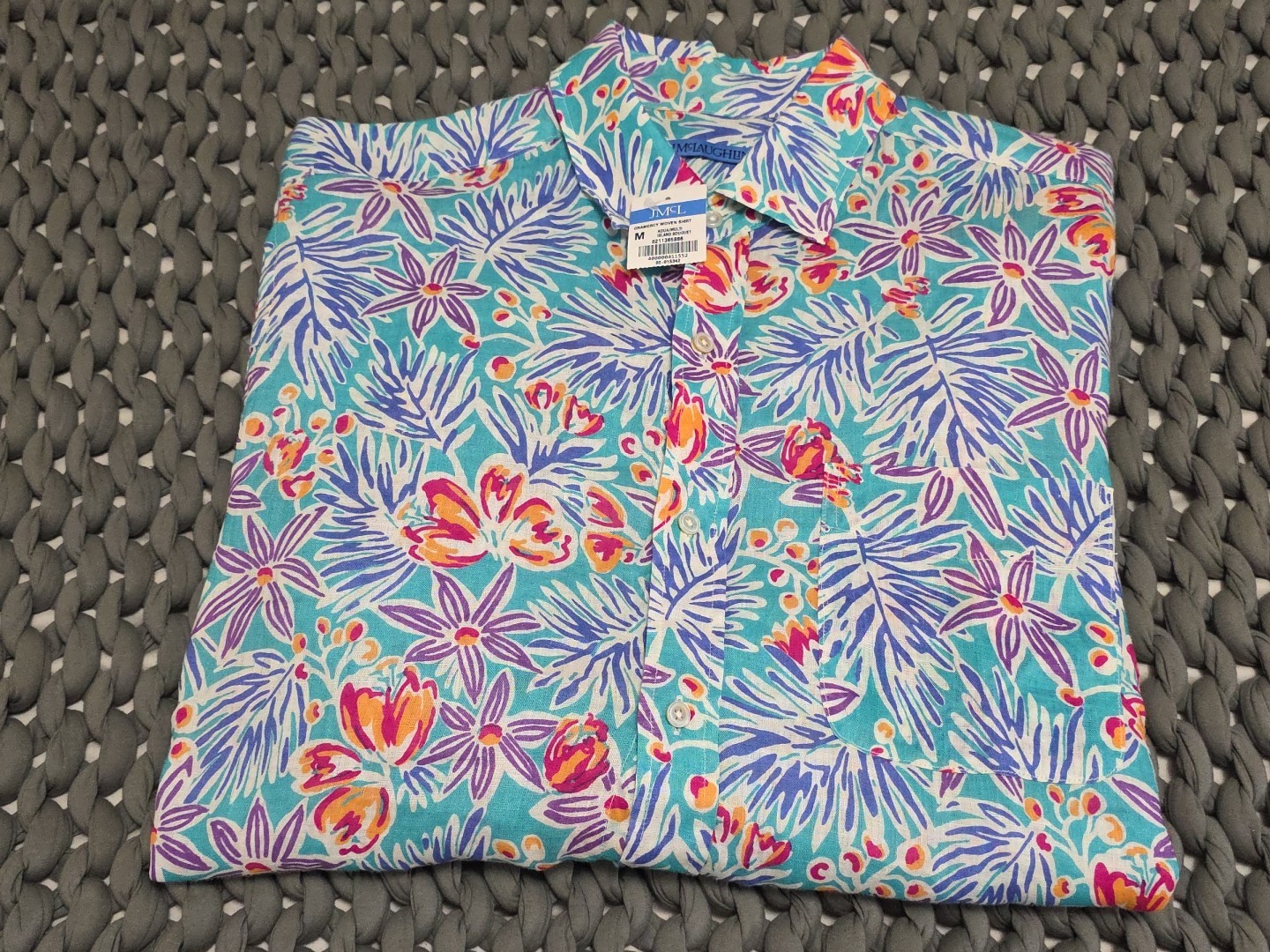 NEW J. McLaughlin Island Bouquet Gramercy Lightweight Button-up Linen Shirt SZ M