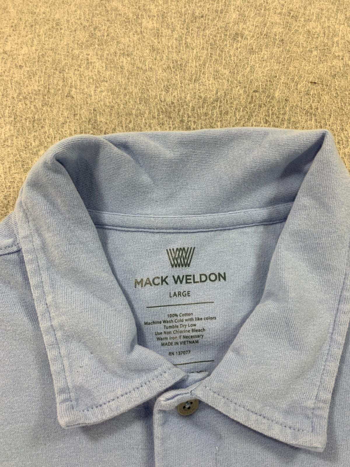 Mack Weldon Daily Wear Short Sleeve Polo Shirt (Men’s Large) 100% Cotton – Blue