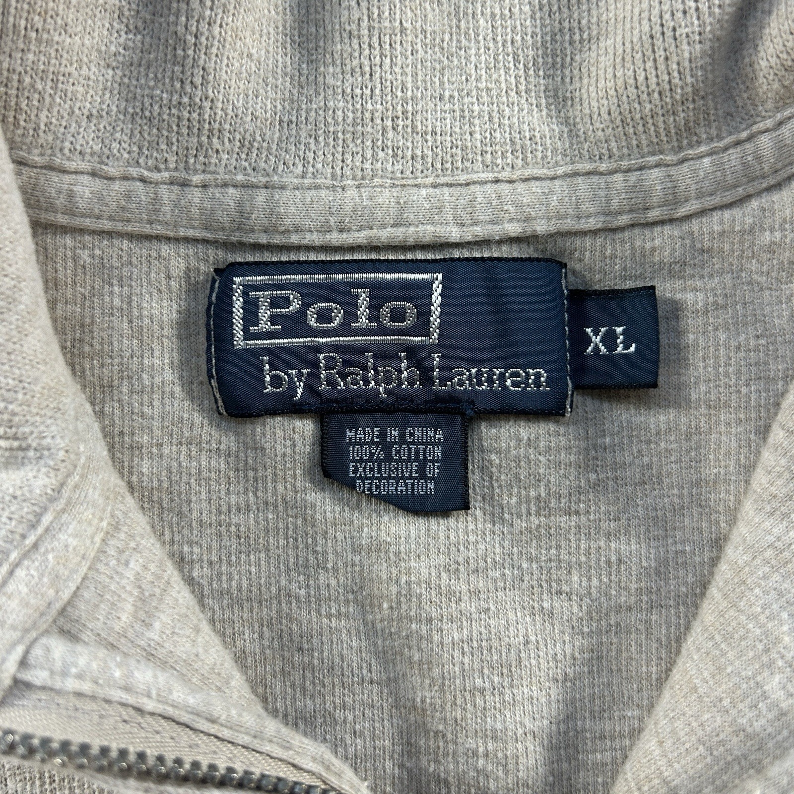 Polo Ralph Lauren 1/4 Zip Knit Sweater Men XL Oatmeal Mock Neck Preppy Academia