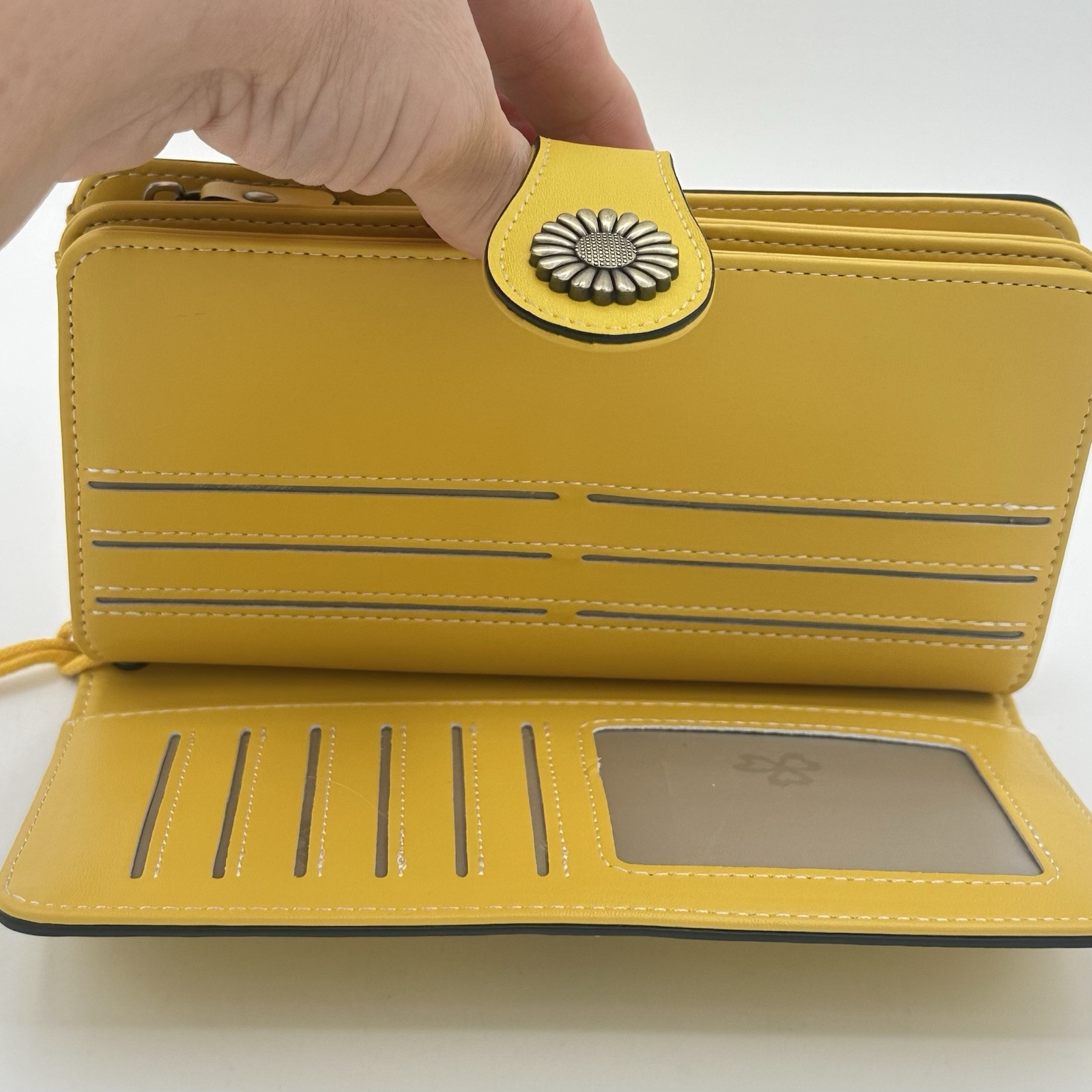 Yellow Sendefn Wallet Holds 26 Cards With Strap Zipper Pouch Cash Slots