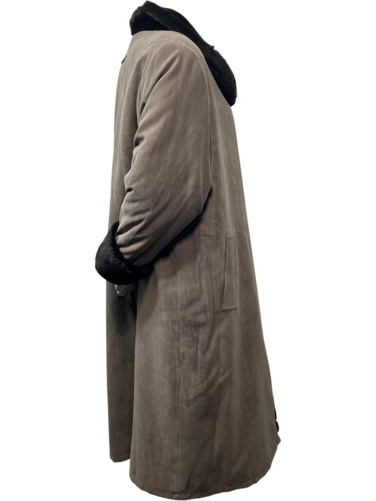 Bernando Fashion Coat Womens Size Large Brown Pockets Faux Sued New