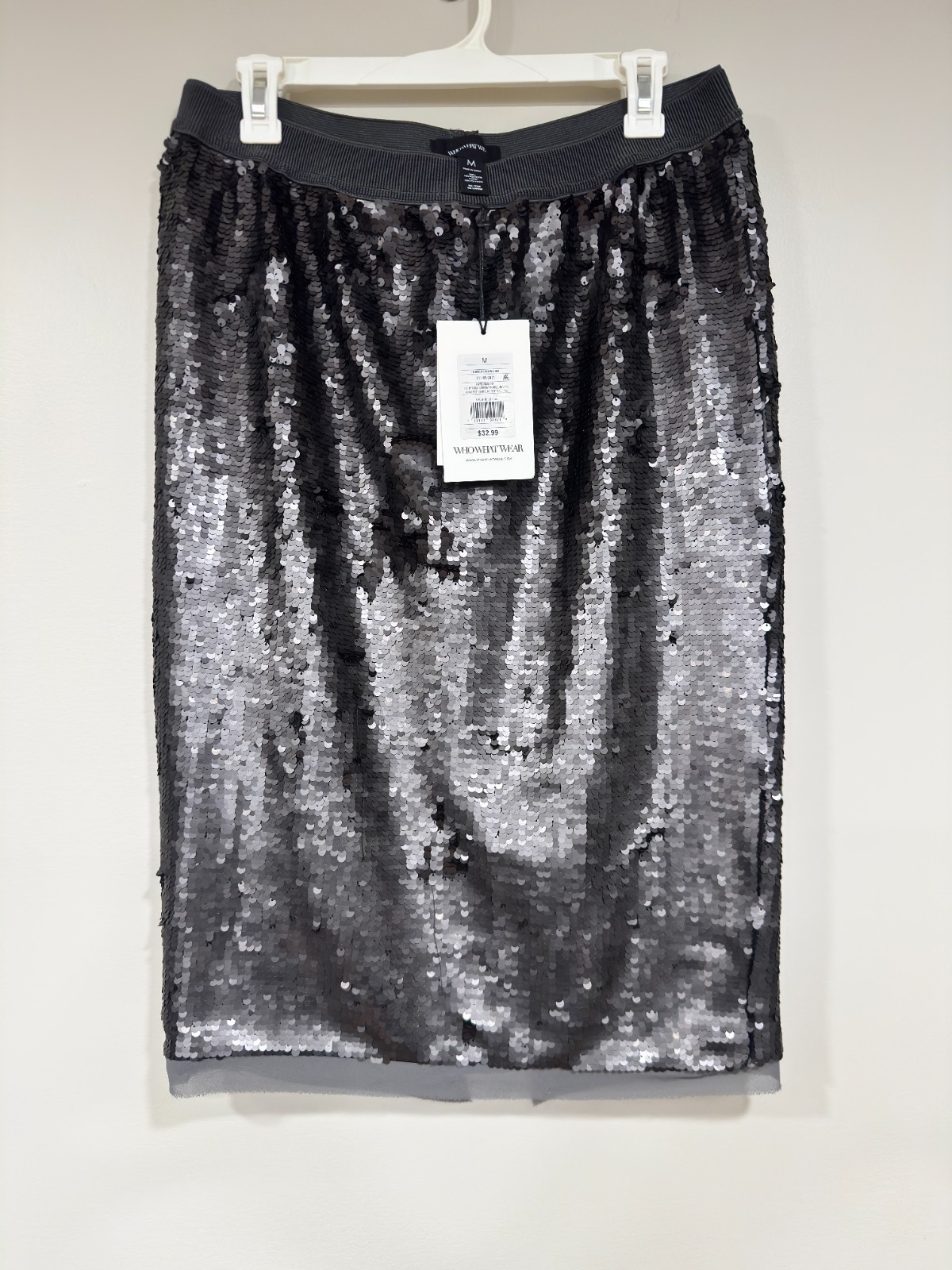 Who What Wear Gray Sequin Pencil Skirt Sz Medium
