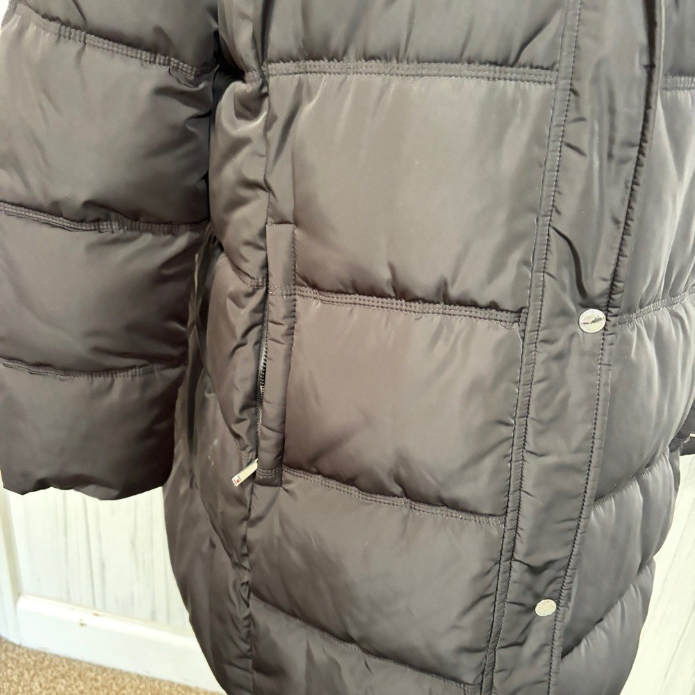 TOMMY HILFIGER Down Alternative Quilted Knee-Length Parka in Black, XXL