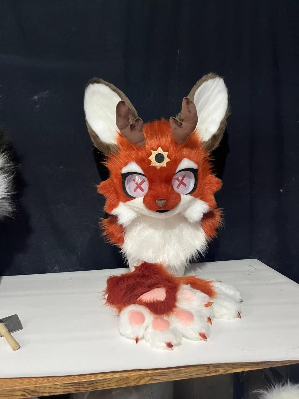 Fursuit Long haired Dog Fox Mascot Party Halloween Fur Cosplay(head+claws)