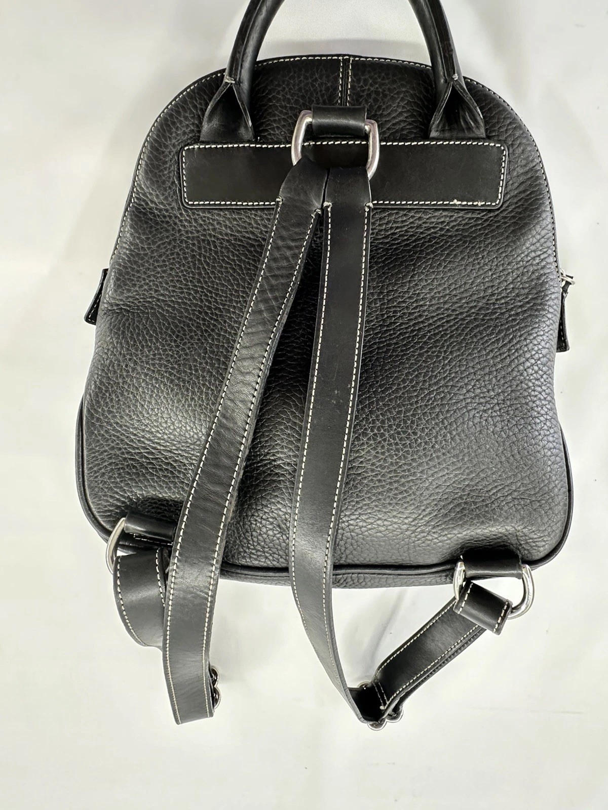 Dooney & Bourke Black Pebbled All Weather Leather Backpack Purse Y2K Zip