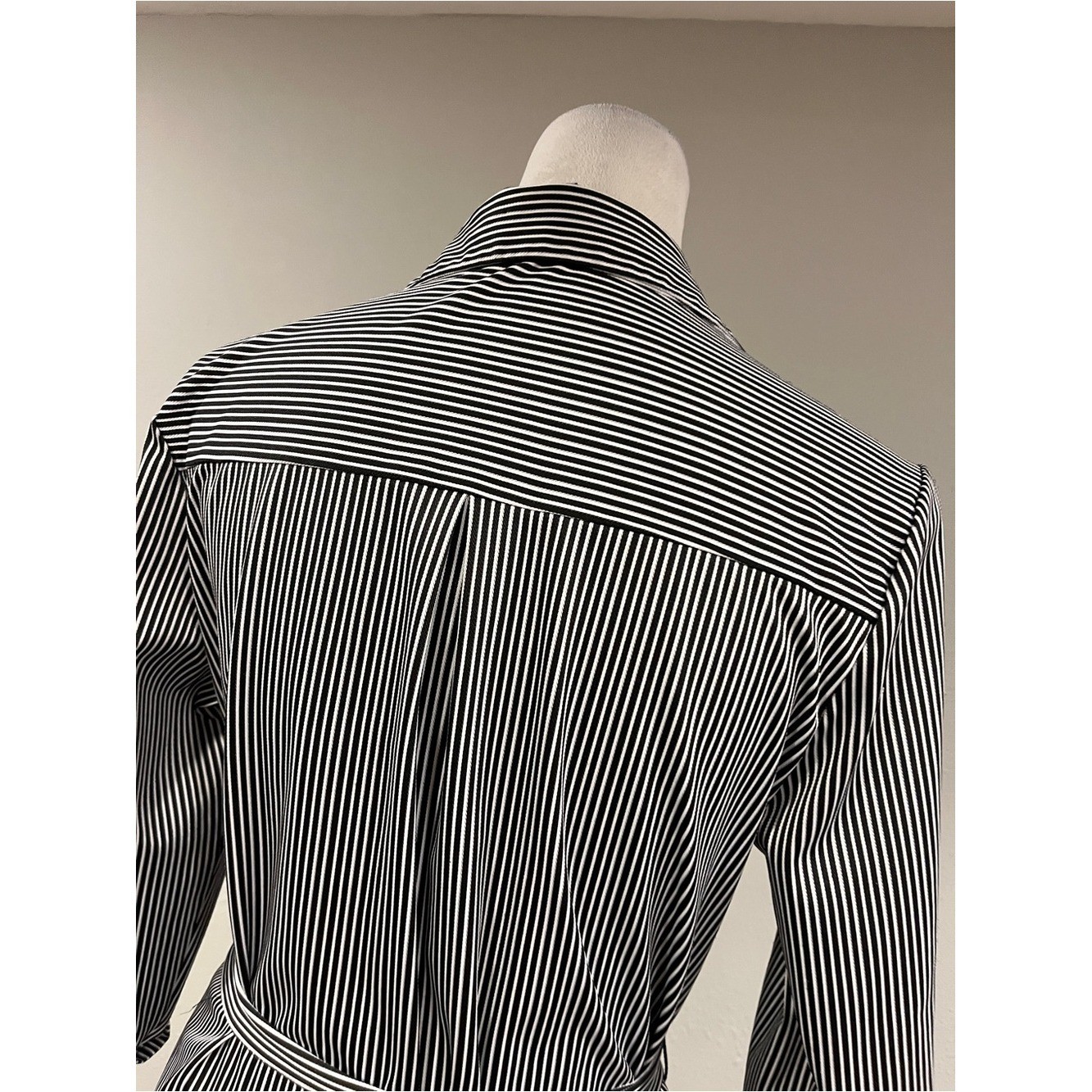 Striped Black & White Shirt Dress with Tie Belt size large