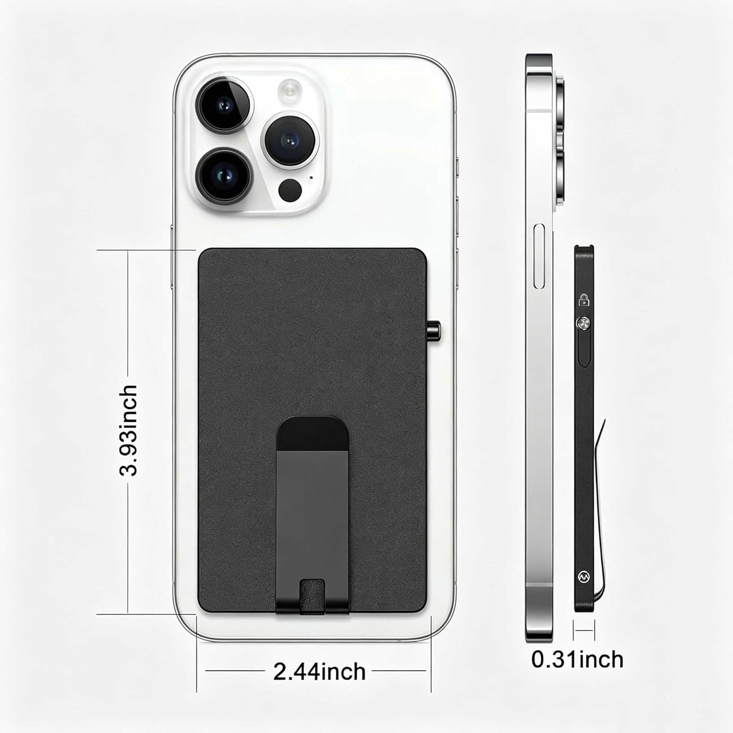 Ultra Thin MagSafe Wallet RFID Blocking Card Holder with Money Clip (Black)