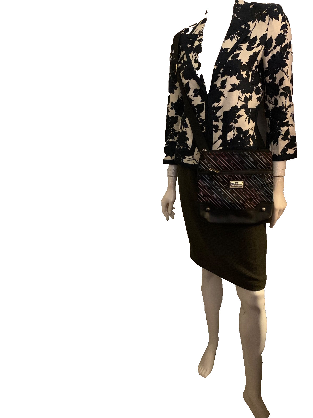 Juicy Couture all seasons handbag fabrics shoulder straps squares black NEW