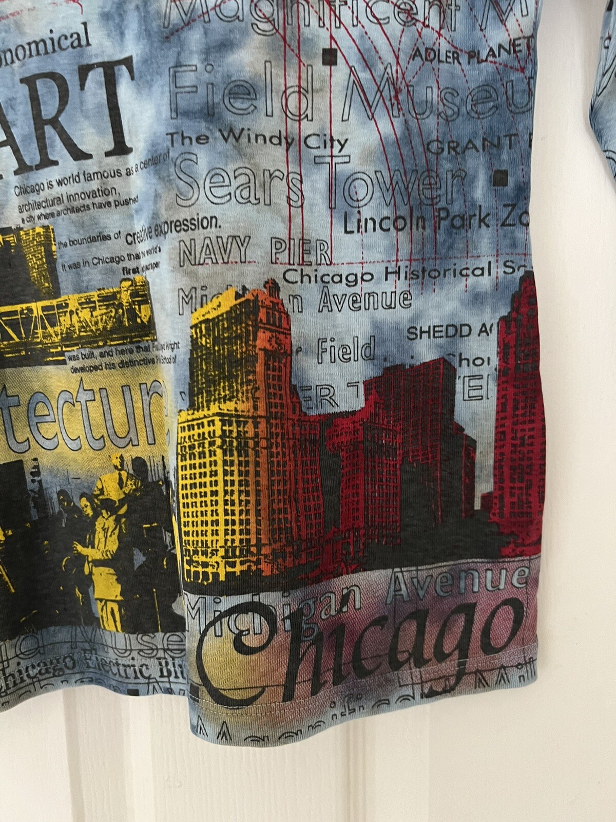 NWT Glima Tee Top Printed Tie Dye 100% Cotton Blue Chicago Sz Small Juniors