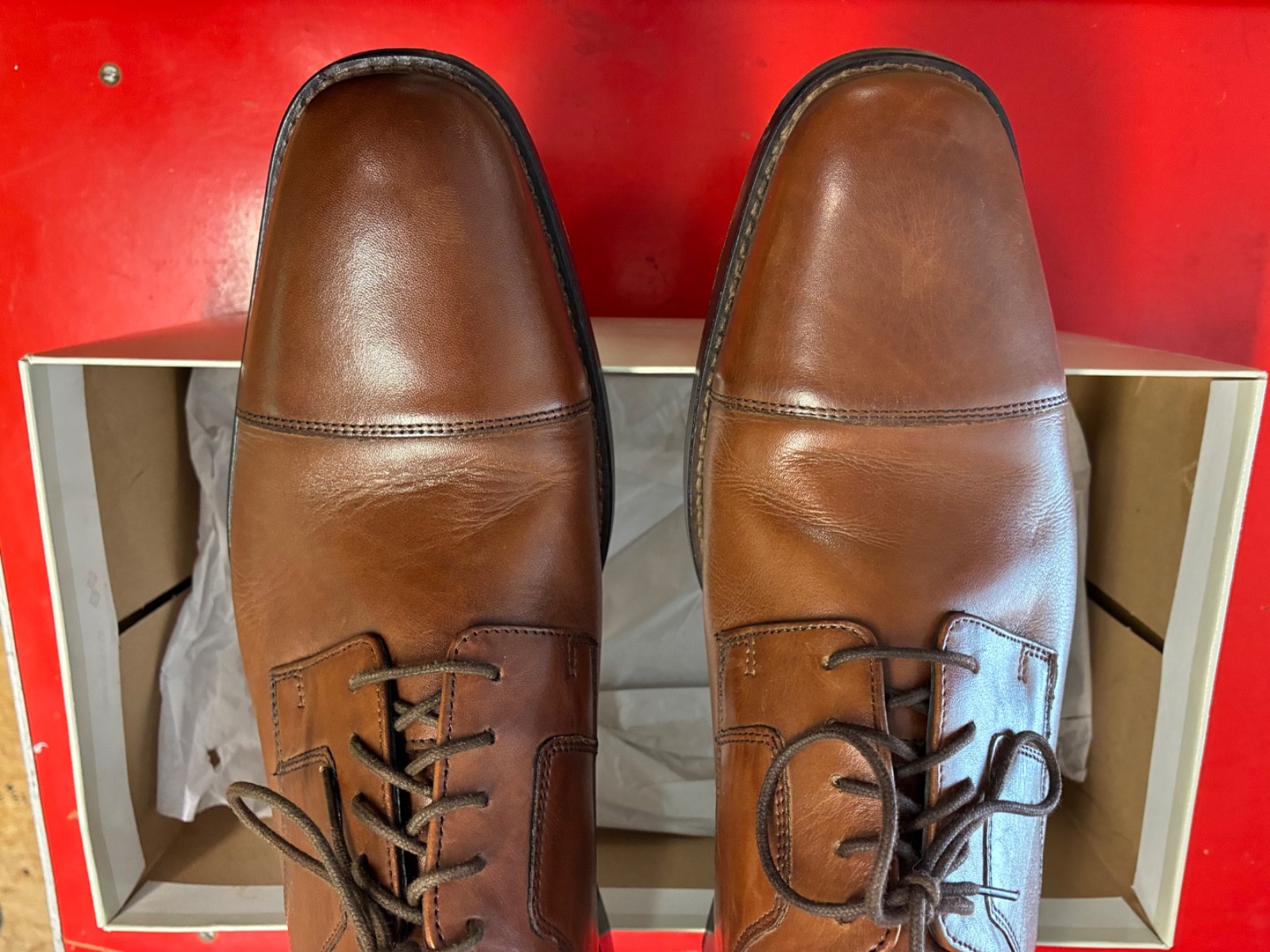 J. Murphy Mens Size 14M Brown Leather Captoe Dress Shoes