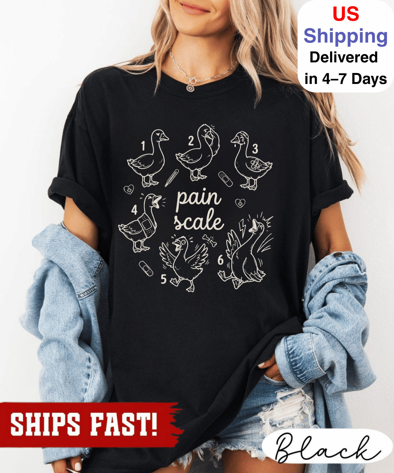 Pain Scale Goose Nurse Shirt, Funny Nursing Humor TShirt, RN CNA Medical Tee, He