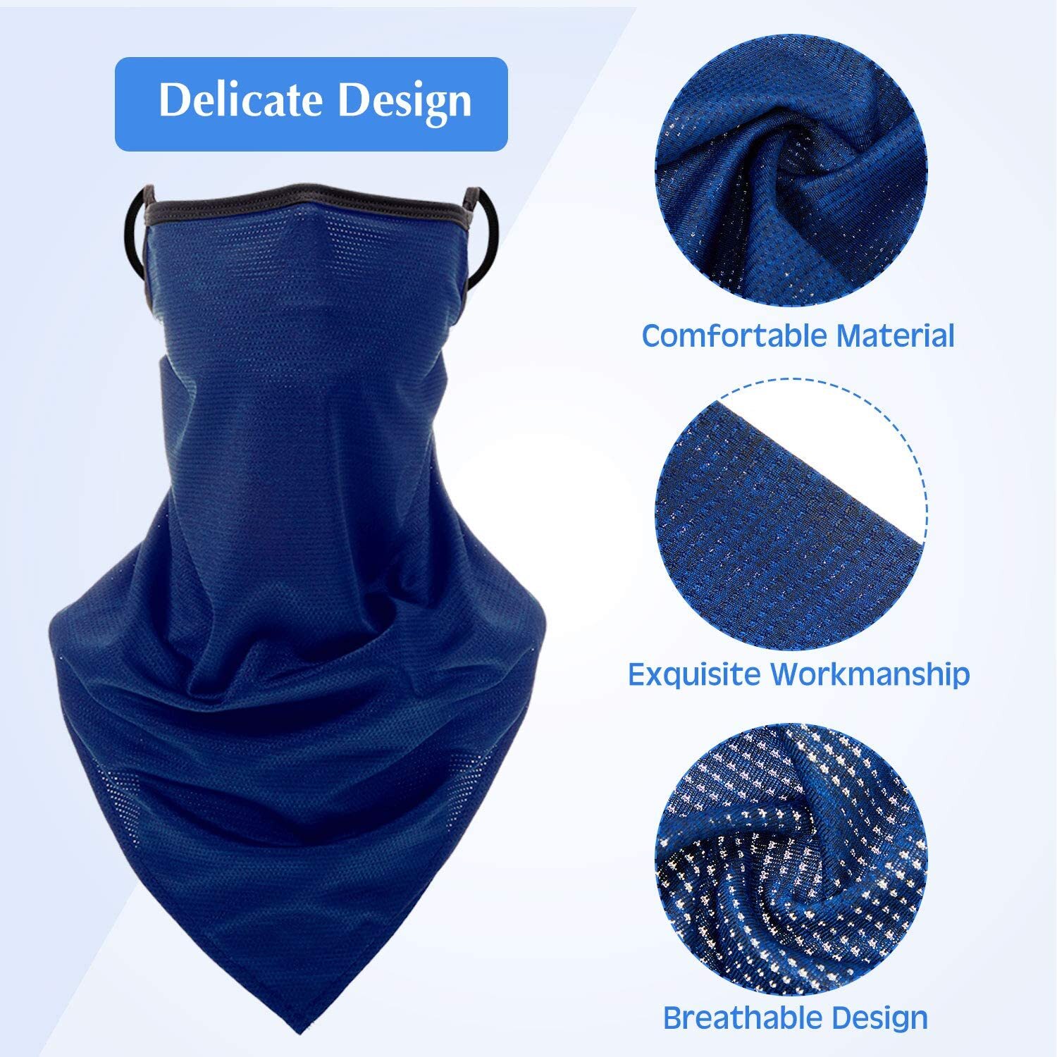 Neck Gaiter with Ear Loops UV Protection Neck Scarf Covers Bandana for Men Women
