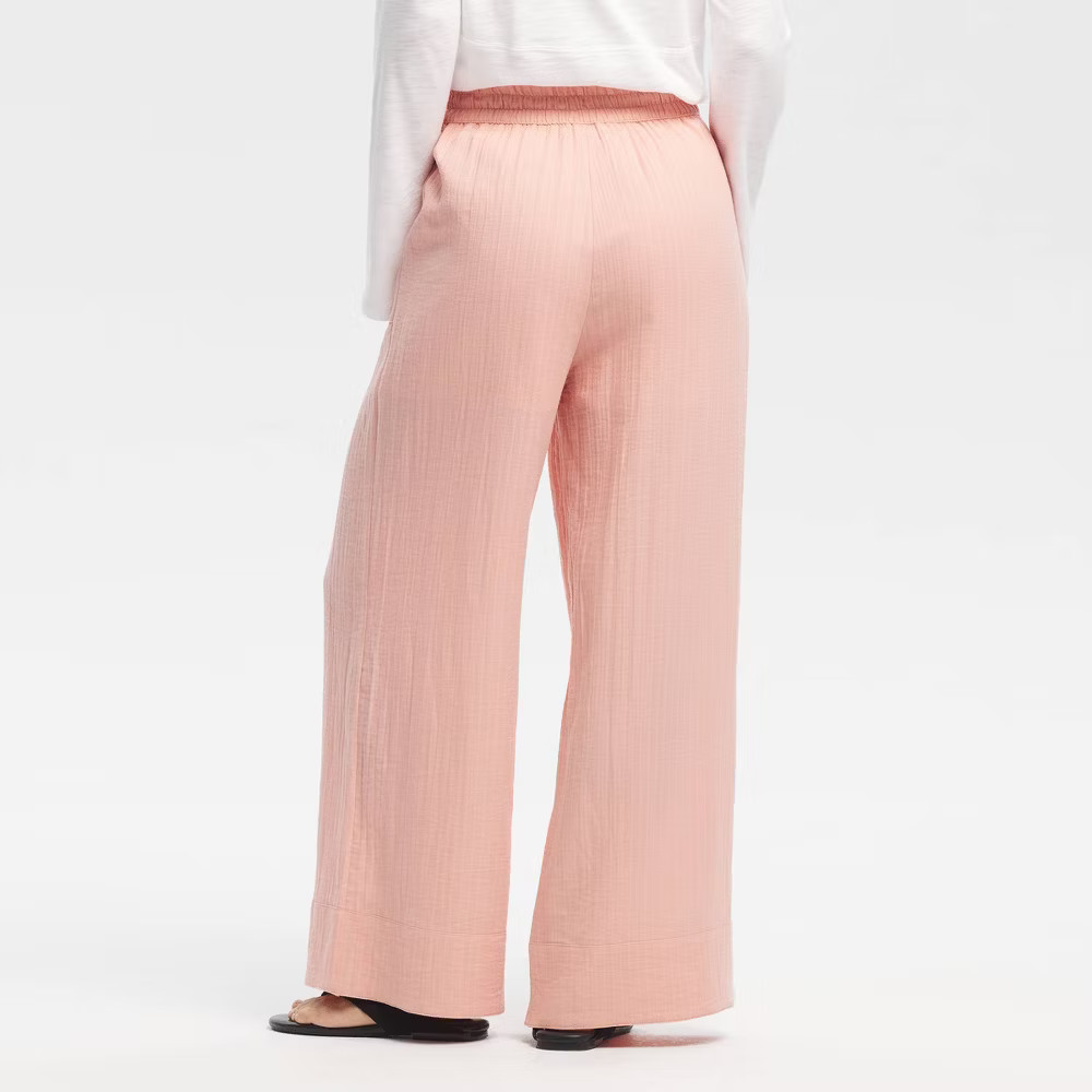 Women High-Rise Tassel Drawstring Waist Wide Leg Pants – Universal Thread Pink