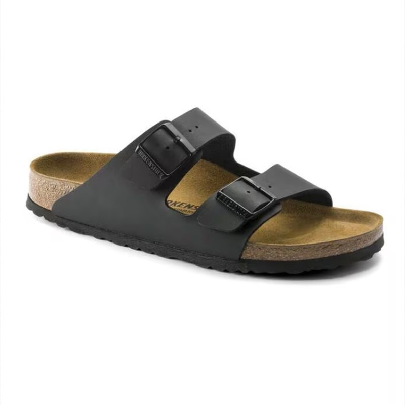 Birkenstock Arizona Birkibuc Leather Soft Footbed Unisex Clog Black Casual Shoes