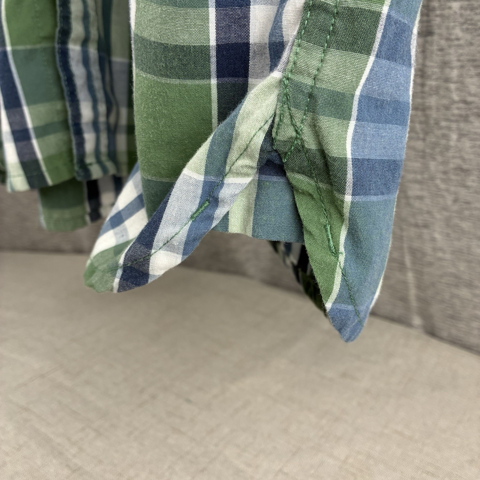 Levi’s Plaid Button Up Shirt Mens Navy Blue Green White Short Sleeve Gorpcore XL