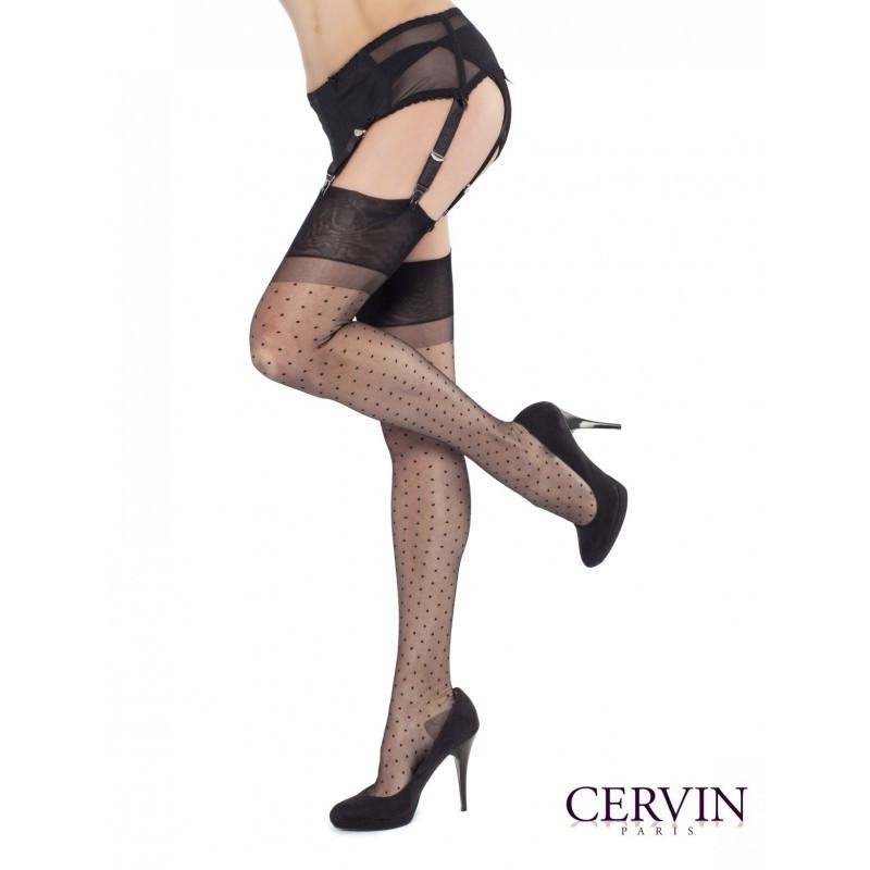 CERVIN Capri Plumetis Polka Dot Nylon RHT Stockings European Hosiery