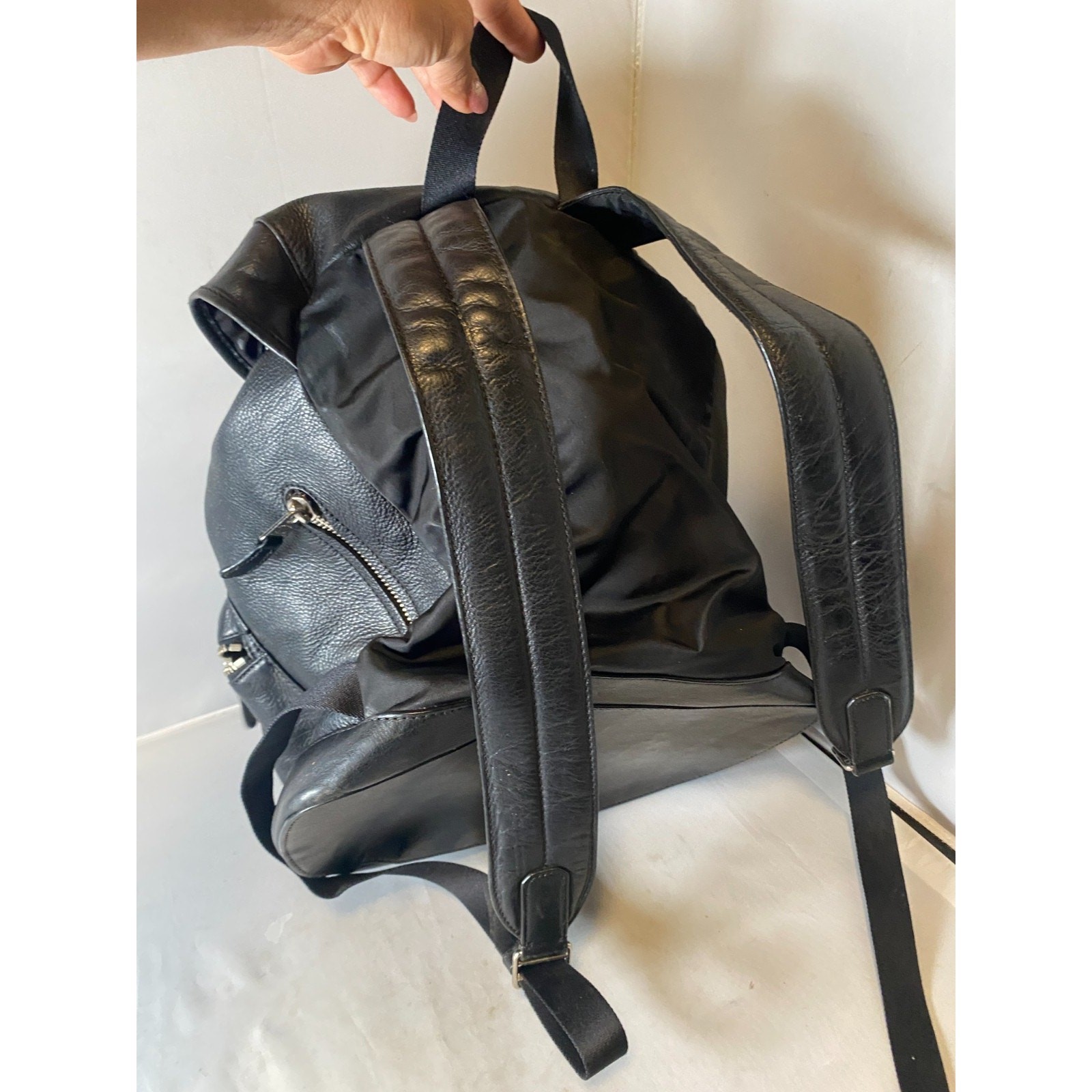 Authentic Coach Black Leather Sling Backpack Bag Unisex