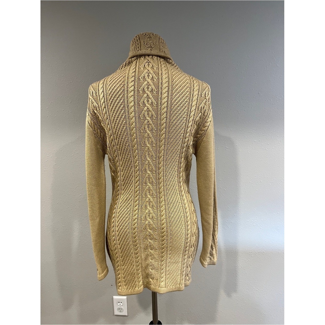 Cable Knit Turtleneck mini Sweater Dress in Camel size medium