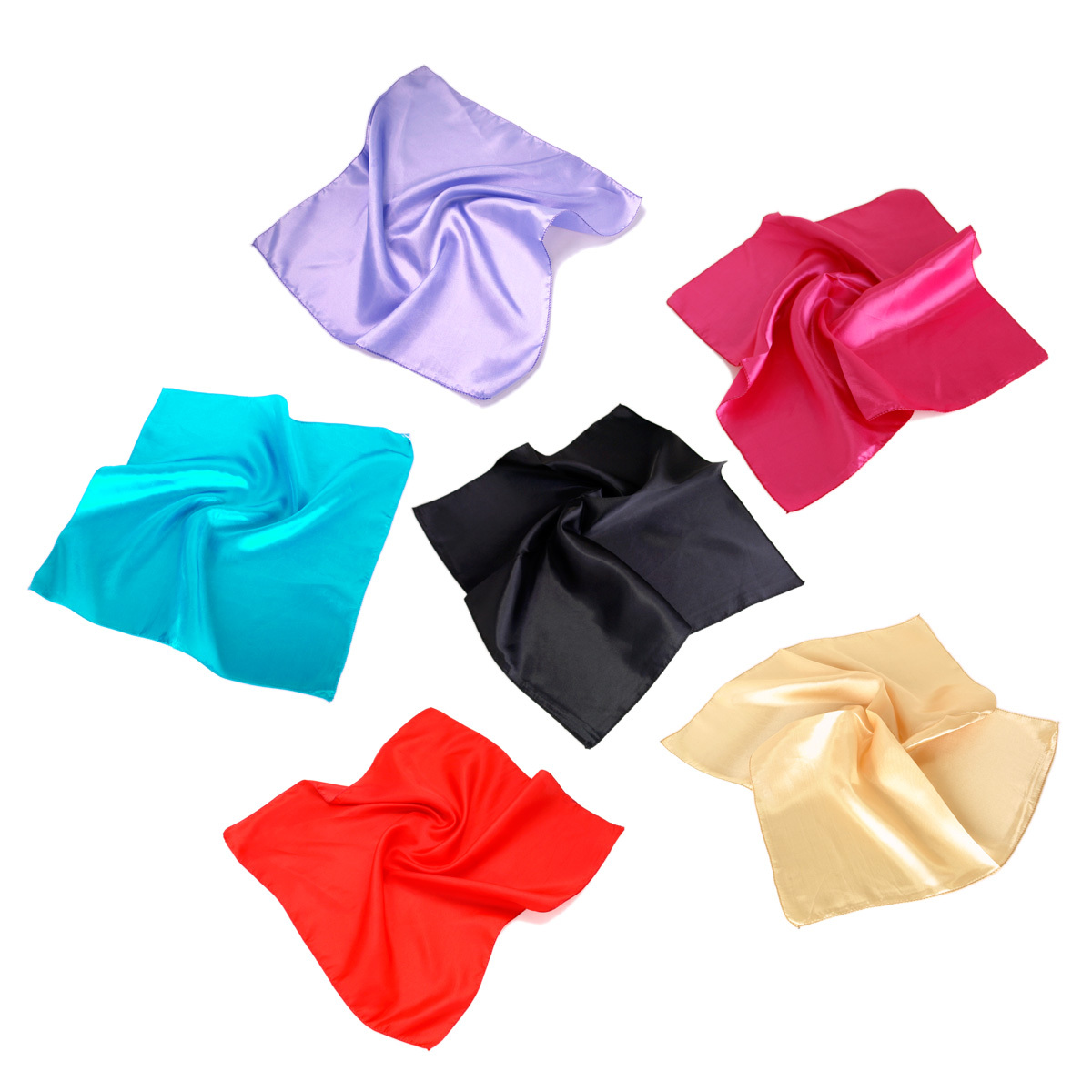 Elegant Small Silk Feel Solid Color Satin Square Scarf 19.5″ – Different Colors