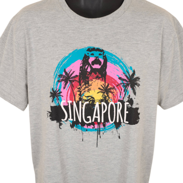 Singapore T Shirt Mens Size Large Gray Travel Destination Tee