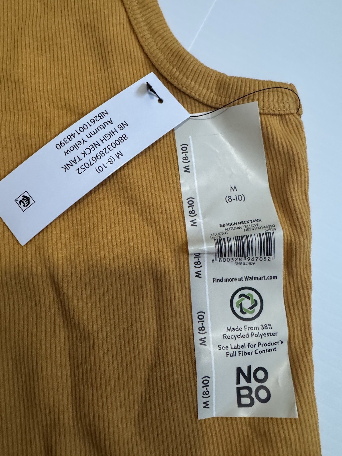 No Boundaries Womens M 8-10 Autumn Yellow Ribbed High Neck Tank Top NWT