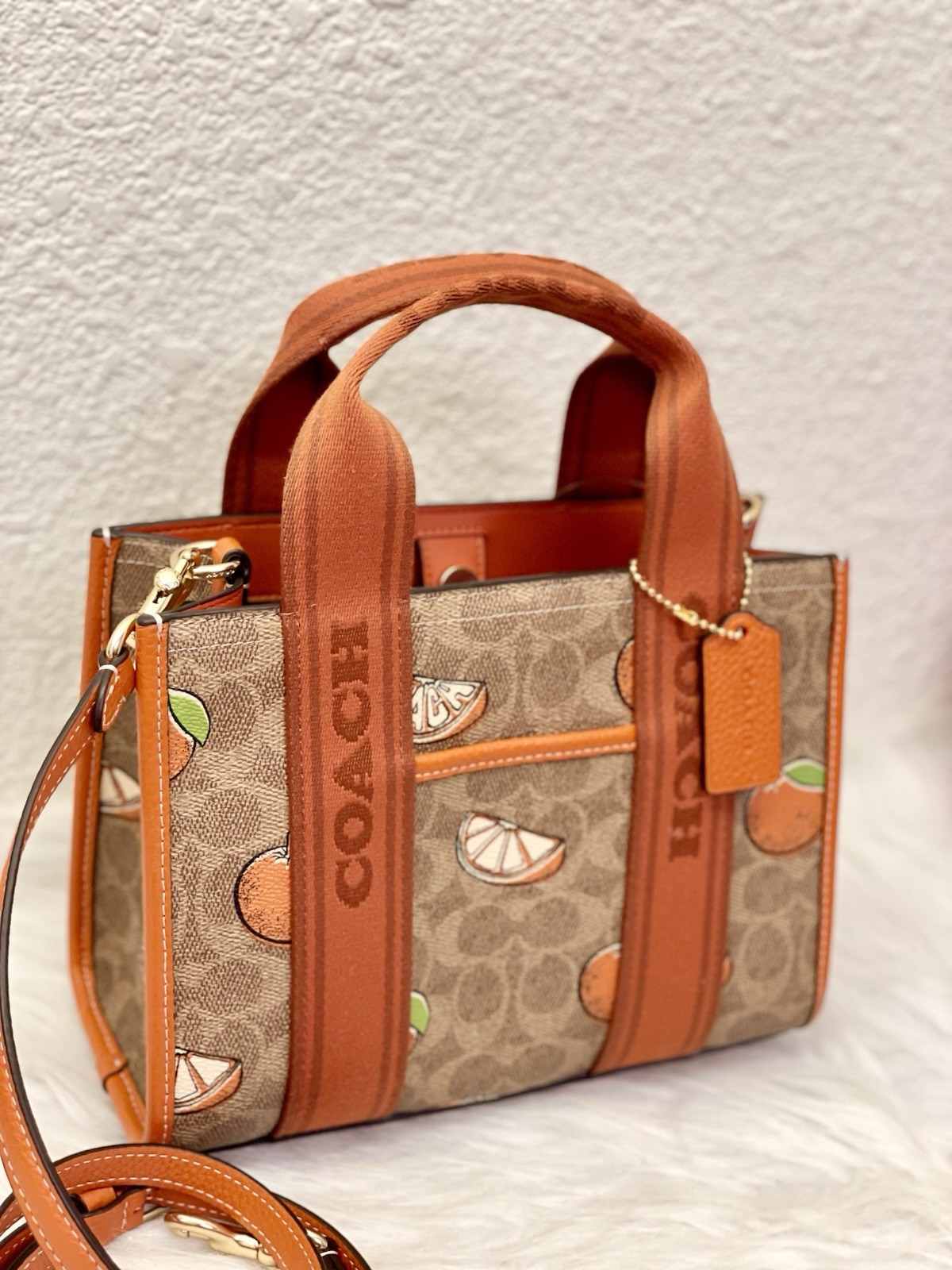 Coach Smith Tote Bag 24 In Signature Canvas With Orange Print CAR81 NWT Limited