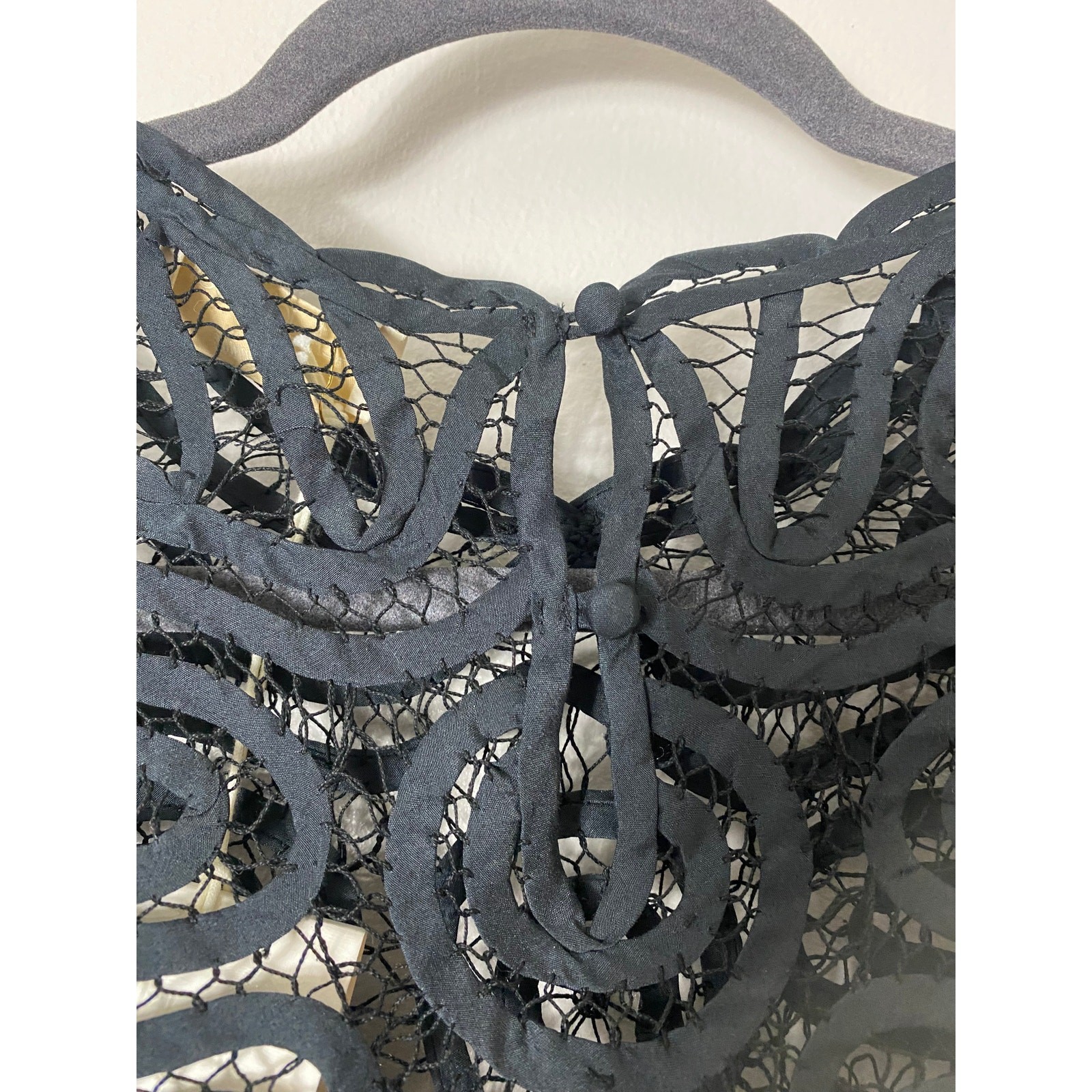 ULLA JOHNSON TOP 6 SHEER BLACK SILK RIBBON LACE EDGY GRUNGE FAIRY WHIMSIGOTH