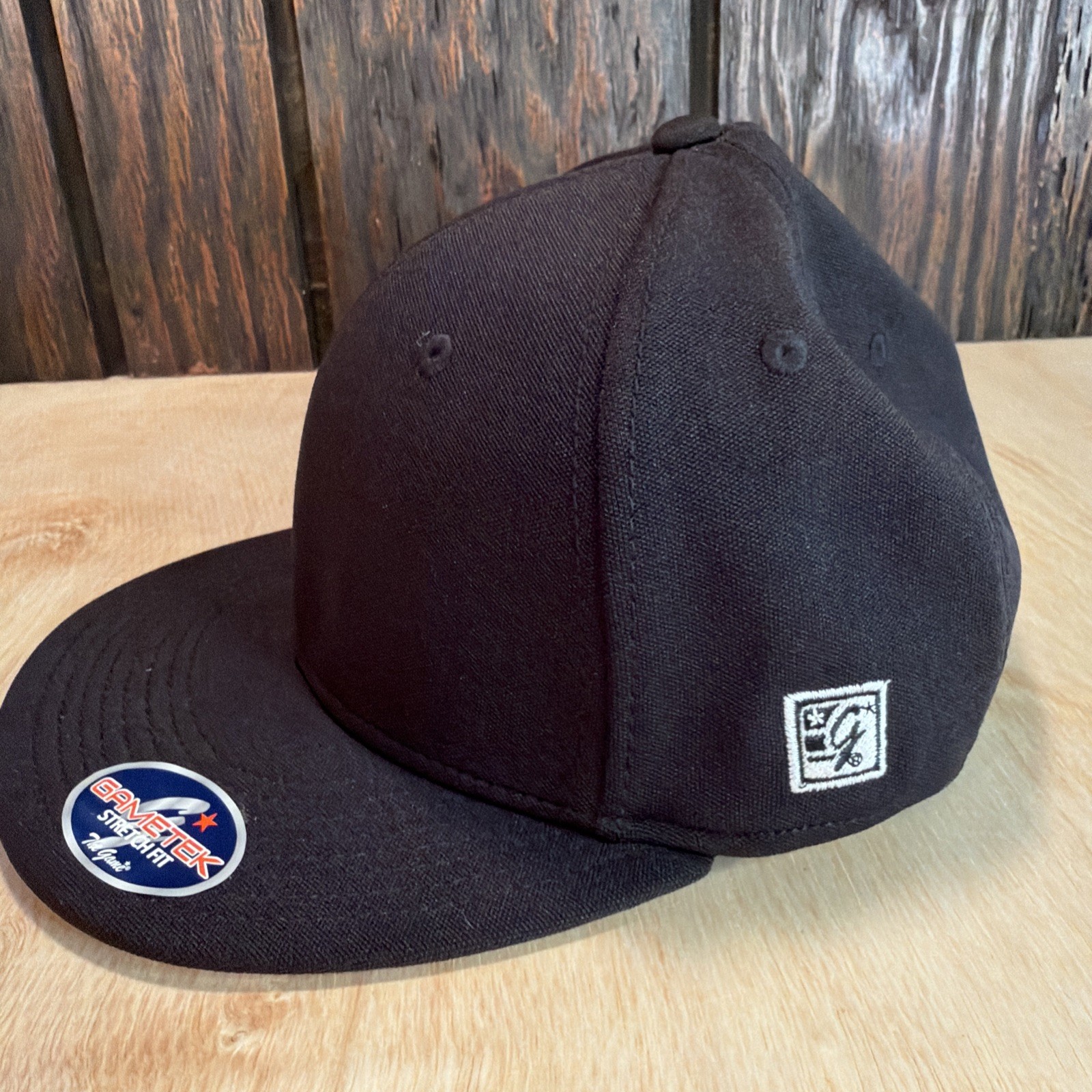 The Game Blank Stretch Fit Hat Cap Baseball Fitted M Medium Black Umpire Flat