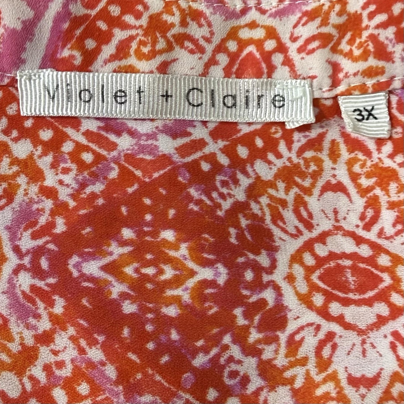 Violet + Claire Top Womens 3X Orange Boho Floral Abstract Casual Tank Shirt
