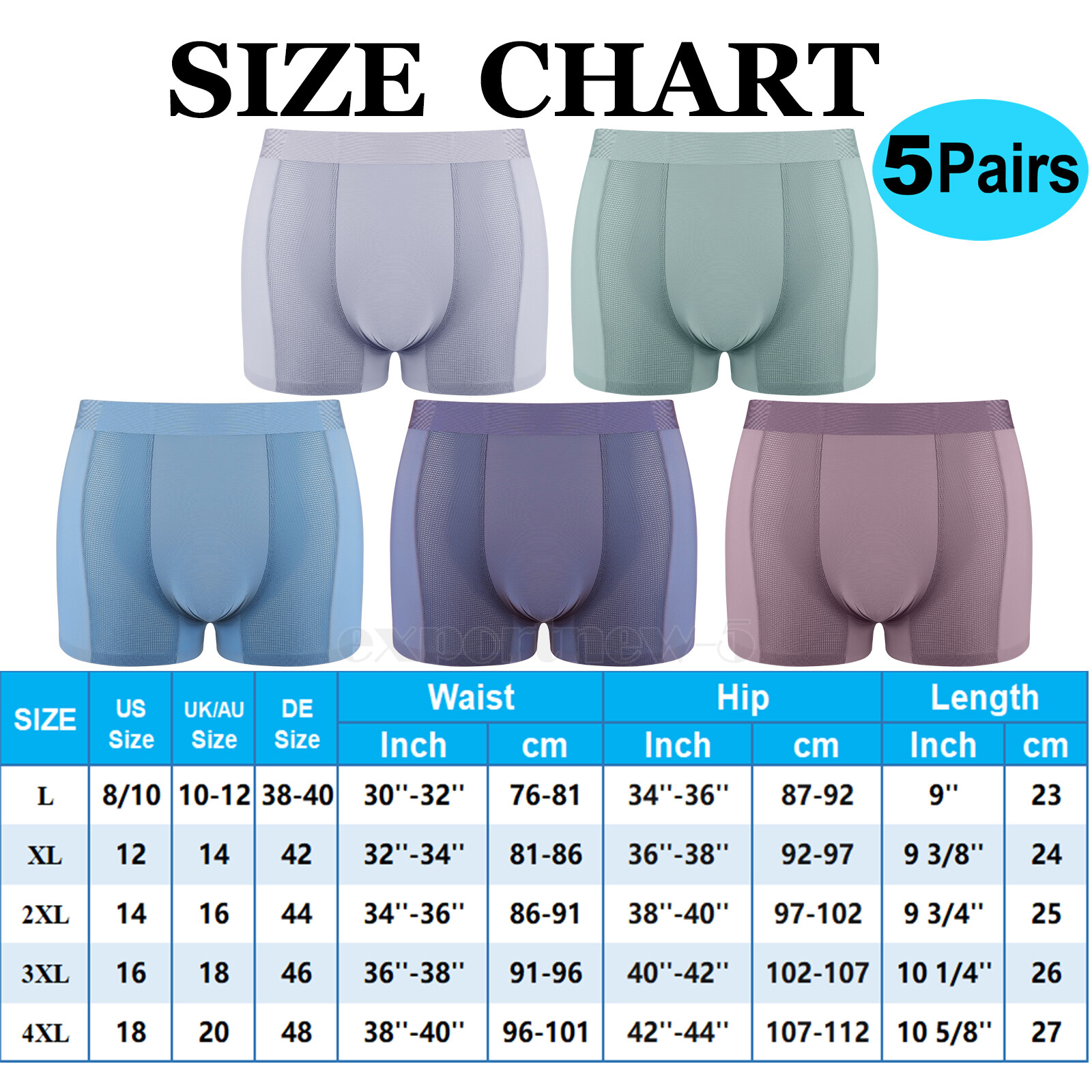 5 Pack Men Underwear Trunks Ball Pouch Bulge Enhancing Micro Modal Boxer Briefs