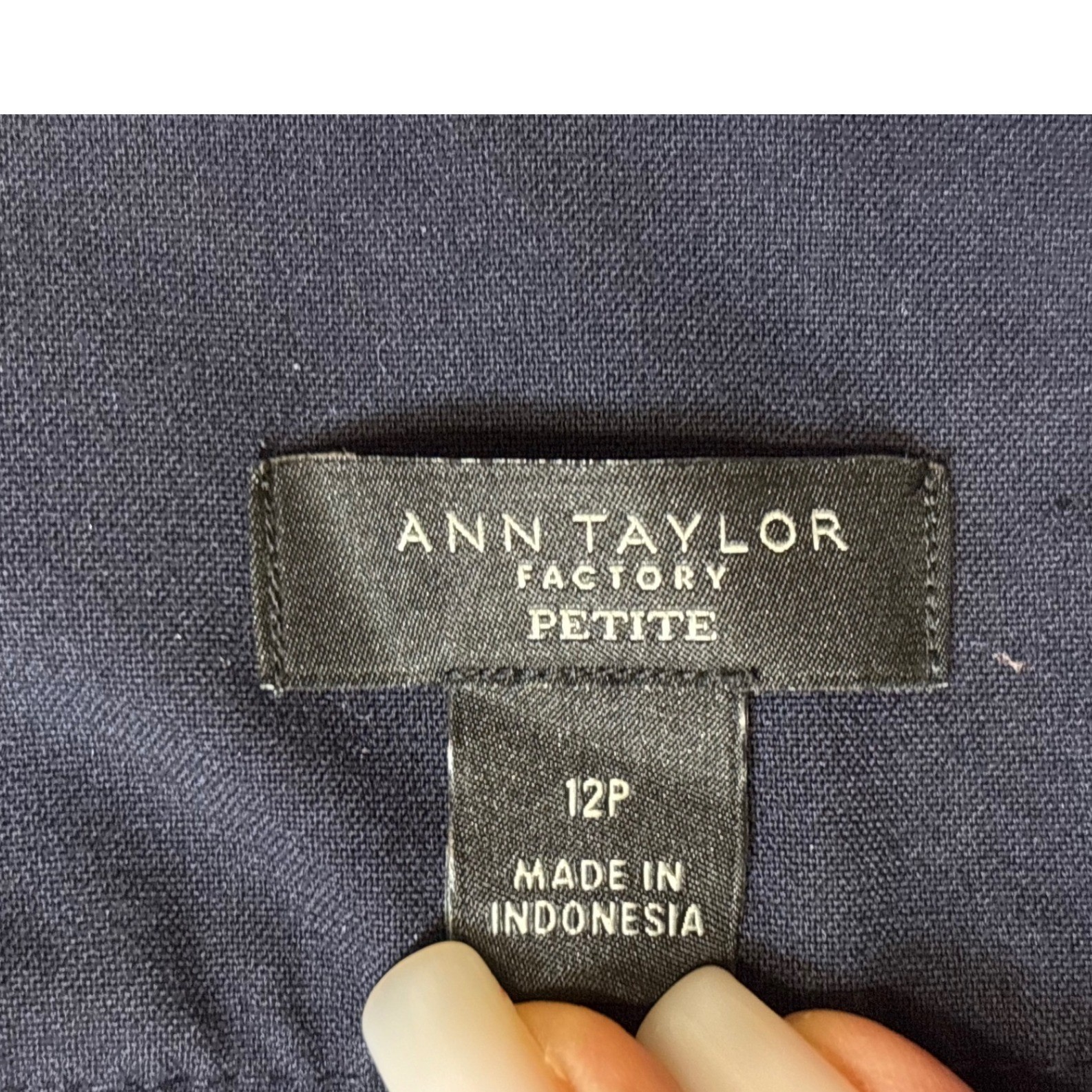 Ann Taylor Factory Dress Pants Womens 12P Navy Blue Flare Leg Stretch Career