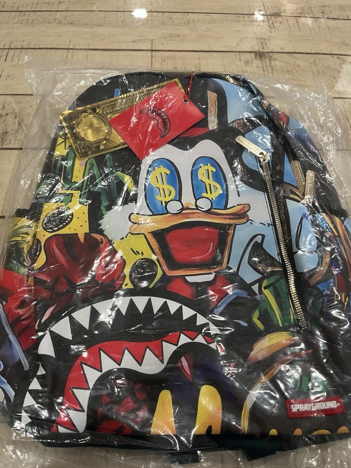 Sprayground Disney Scrooge McDuck Large Backpack, Zip, Outer Pockets