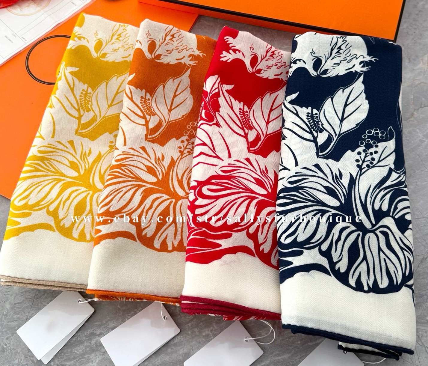 Sallys 70% Cashmere & 30% Silk Wrap Scarf Flamingo Print Double Face Shawl 53″