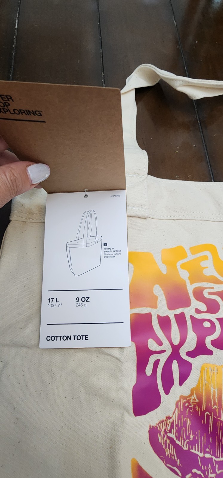 The North Face Cotton Tote Bag- Never Stop Exploring Natural Cotton Shopper