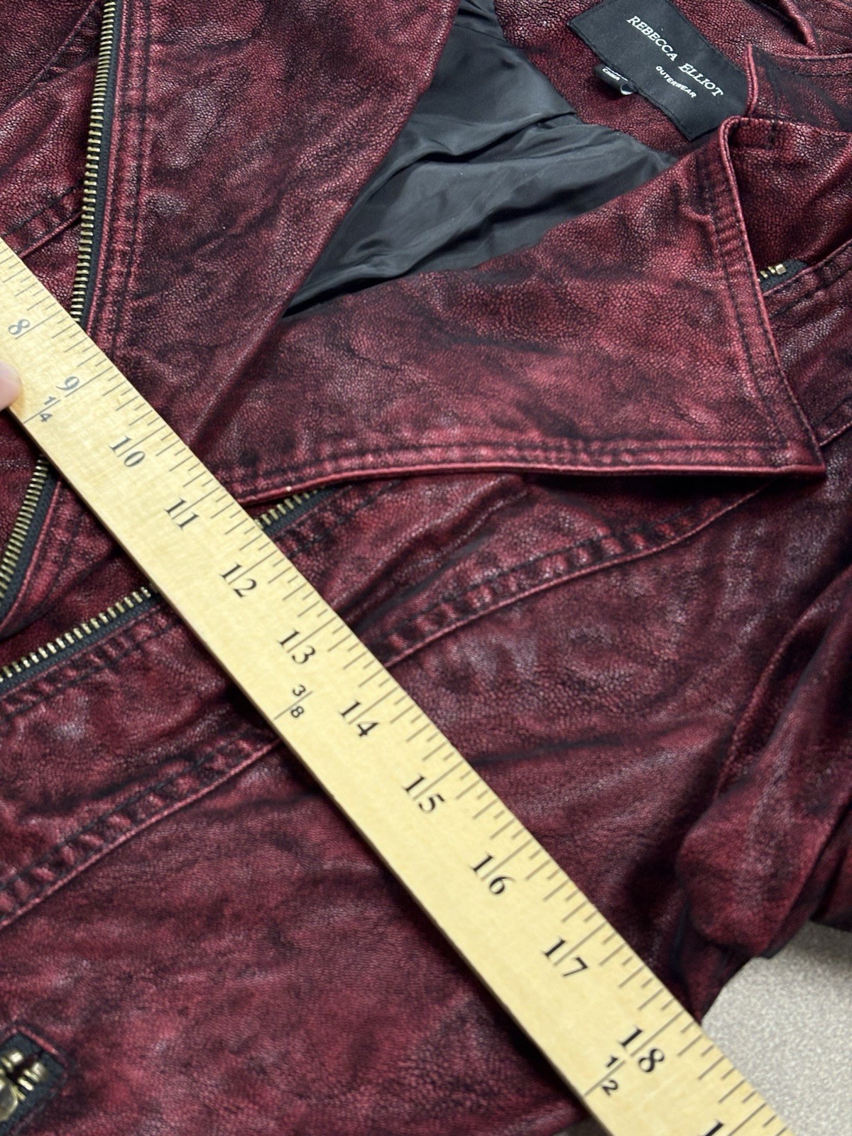 Burgundy Blood Red Moto Jacket Faux Leather Zippers Biker Rock Goth Small