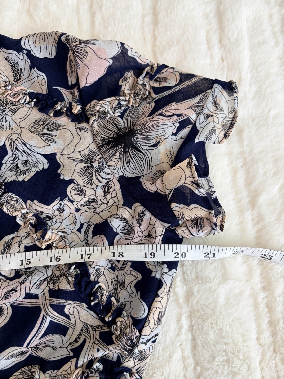 Bardot Floral Ruffle Cutout Fit & Flare Dress Blue/White US 8 M