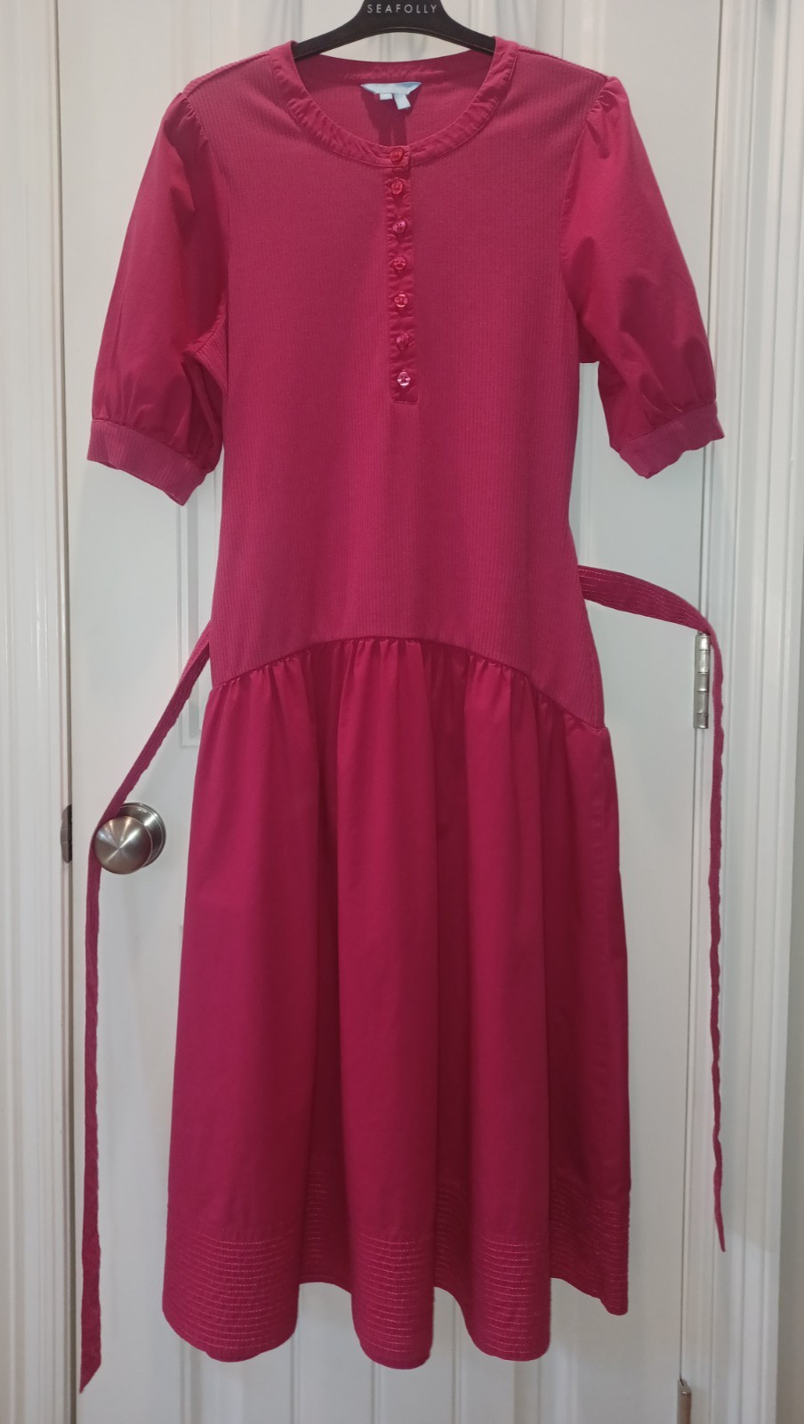 Ladies Draper James “Celeste” Mixed Media Dress Raspberry Pink Size Med. EUC!