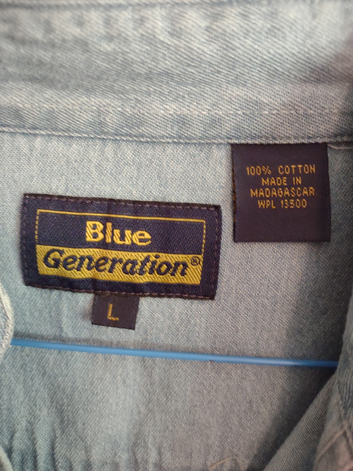 Blue Generation Shirt Men’s Blue Denim 100% Cotton Button Down New Lrg Comcast