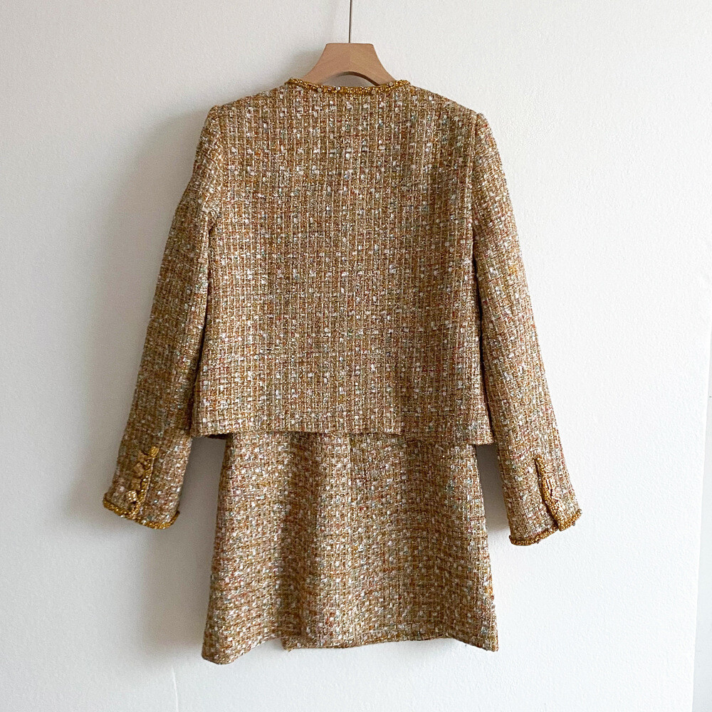 Self-portrait Women’s Single-breasted Tweed Short Jacket Cardigan coat DRESS