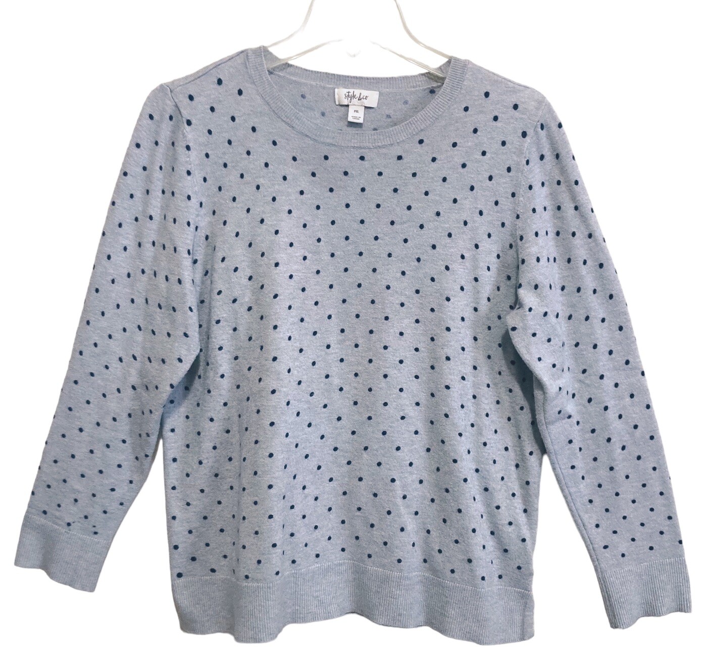 Style & Co Knit Sweater Top Womens Size P-XL Polka Dot Basic Crew Pullover
