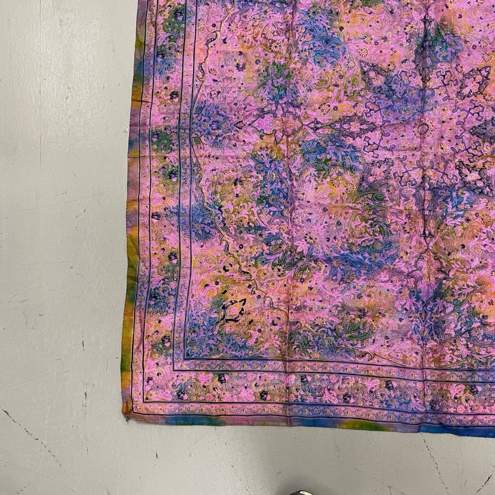 VTG 90s Tie-Dye Psychedelic 42” X 42” Silk Scarf Hippie Floral Grateful Dead